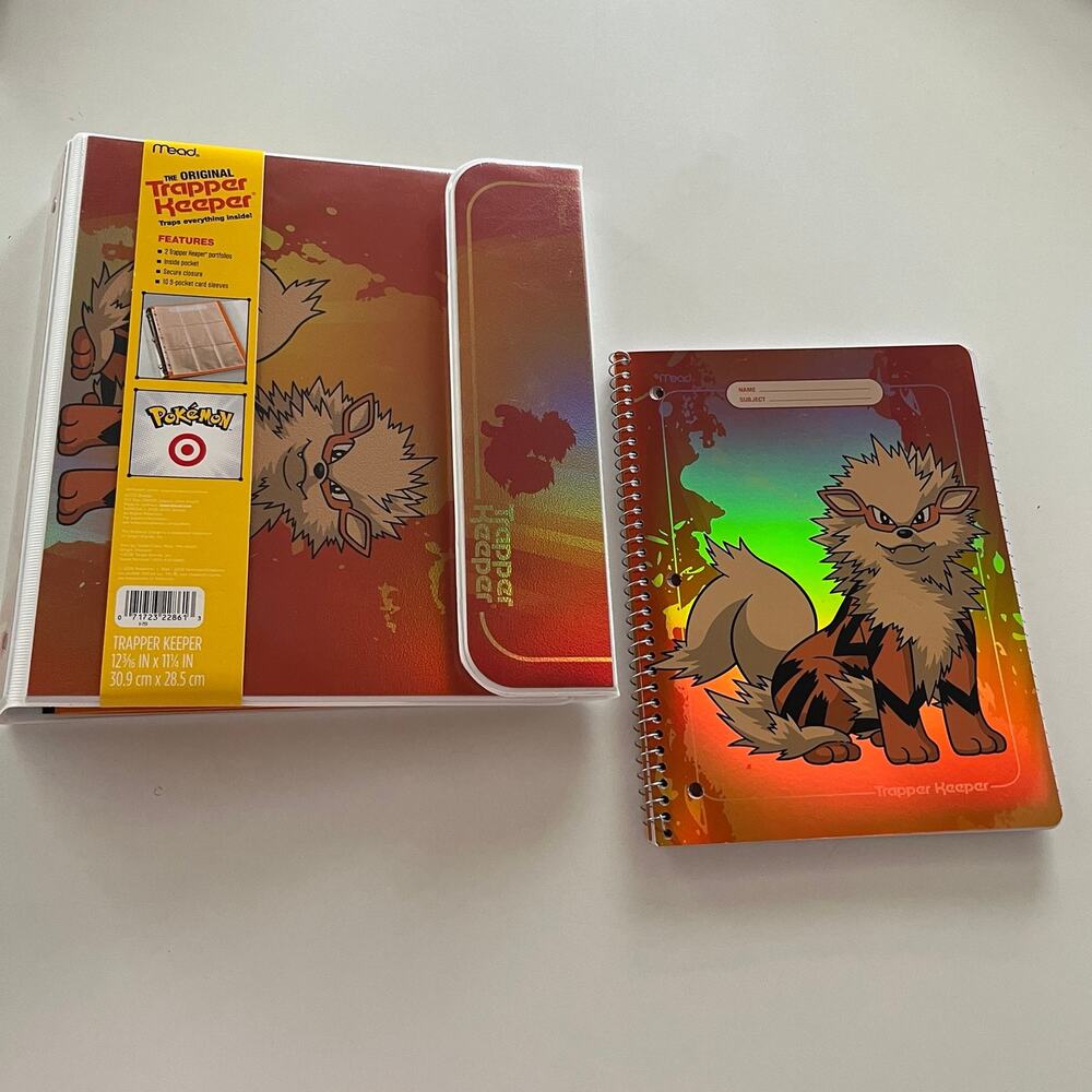 Pokemon x Target Arcanine Trapper Keeper & Note Book Bundle